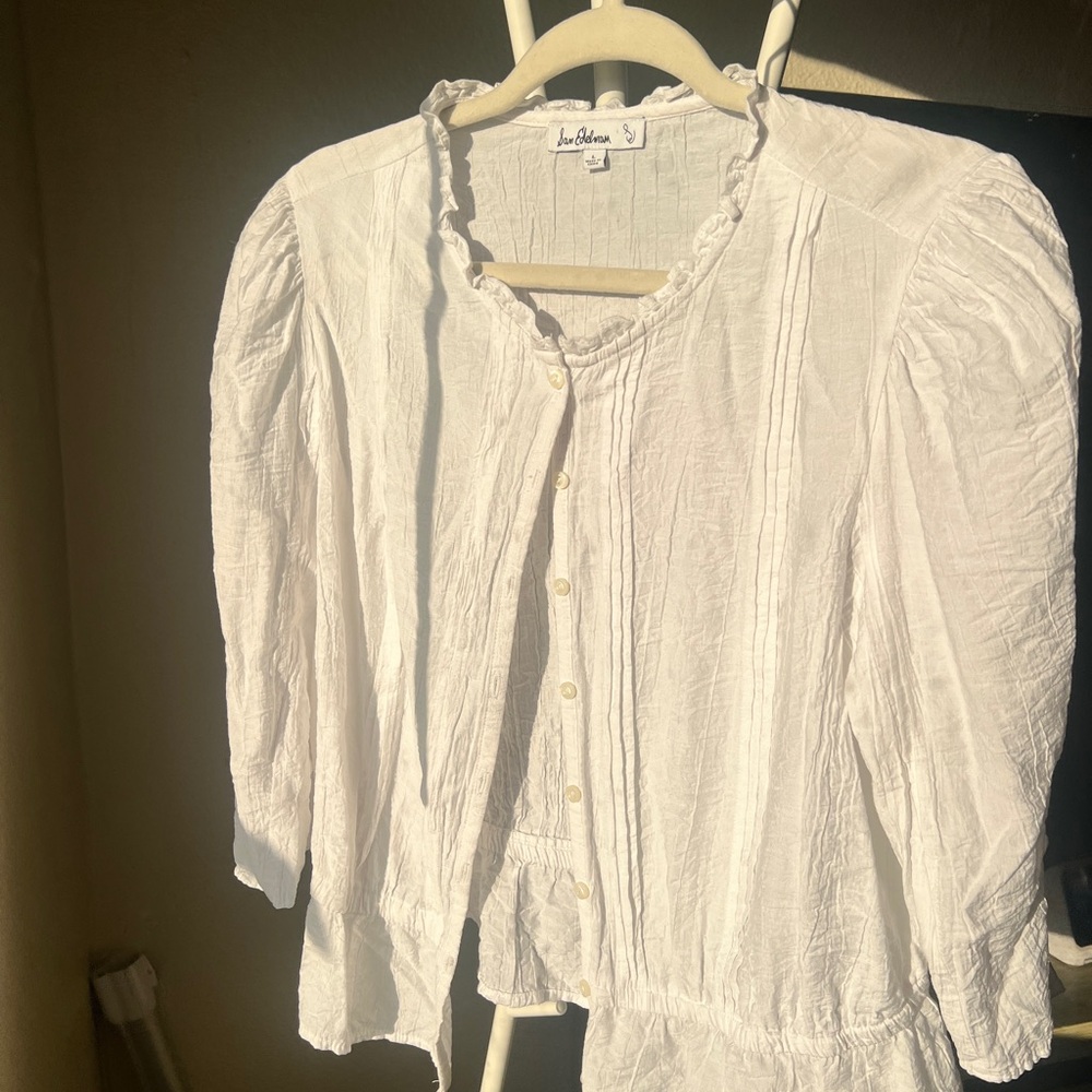 Sam Edelman White Ruffled Blouse